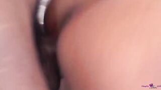 Despite her slender black figure the brunette hair takes his unfathomable BBC thrusts like a champ