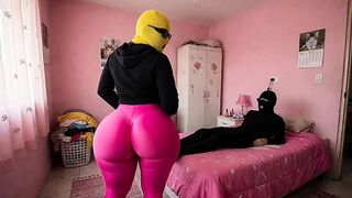 Tiny Large Booty Cutie Teasing with Her Massive Booty in Bedroom
