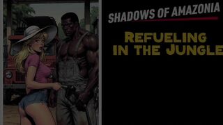 Jungle Gas Station: a Ebony Pump for a White Wife. BBC Wife Cuckold