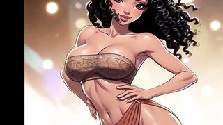 AI Generated - Comics toon animated comics afro american ebony black european trans dominatrix stripper screws step sister raw