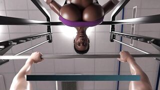 T-girl Beauty Screwing big beautiful woman Ebony Hotty Twat In Gym Washroom