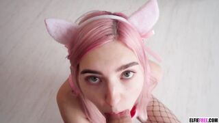 Pink hair, constricted snatch, large boobs and cute face - this beauty merits a creampie! - Eva Elfie