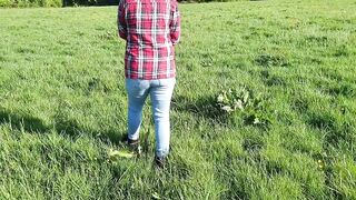 ⭐ Glistening Public Jeans Wetting In Nature ;)
