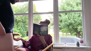 relaxed window screw ends with biggest spunk fountain on curly vagina