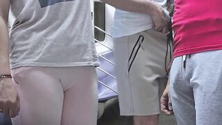 Forbidden Touch on Subway Educate! Perv Stranger's Rod Gets hard whilst this babe accidental touch him. Barefaced Chap CUMS Hard using beauty's hand