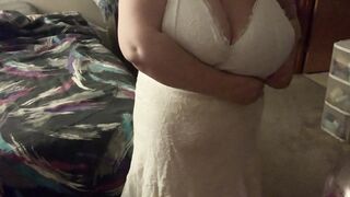 White bralette and petticoat getting bare for couch