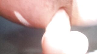 Closeup 14 inch vibrator anal pounding with exercise machine