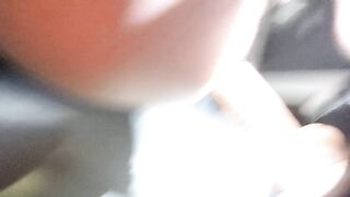 Closeup 14 inch vibrator anal pounding with exercise machine
