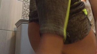Schoolgirl In Leggings Likes To Cum In The Latrine When Anyone Can Caught Her At Any Time