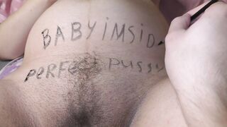 Cumslut wife get overspread in immodest body writings like pervert cheap whore