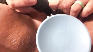Chunky vagina squirting climax banging myself