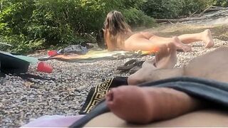 Exhibitionist Cutie Watches Me Cum After I Show Her My Cock