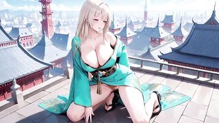 Emerald Kimono Queen! Languidly Sprawled on the Sun-drenched Bedroom Daybed, That babe Gazes Back with a Sleepy Allure