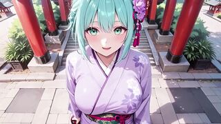 Purple Kimono Domme! Can't Handle the Wetness Beneath the Red Torii Gate