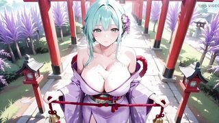 Purple Kimono Domme! Can't Handle the Wetness Beneath the Red Torii Gate