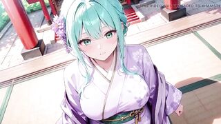 Purple Kimono Domme! Can't Handle the Wetness Beneath the Red Torii Gate