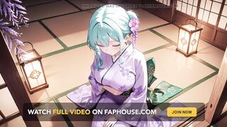 Purple Kimono Domme! Can't Handle the Wetness Beneath the Red Torii Gate