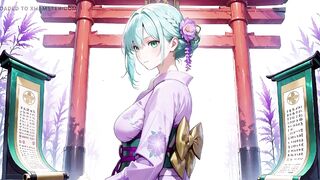 Purple Kimono Domme! Can't Handle the Wetness Beneath the Red Torii Gate