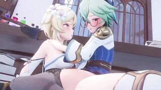 A Night In Mondstadt ALL PARTS- Genshin Impact Sucrose x Lumine - PinkSama - Animation Comics R34