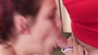 Tattooed Redhead Sucks Penis Then Takes It Doggy