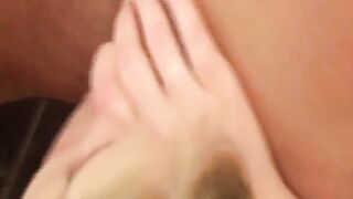 Blond Widens Oozing Cunt Wide in Shower