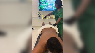 Leyne Rodriguez: Sexy Latin babe in Massage Uniform Gives an Intensive Oiled Session