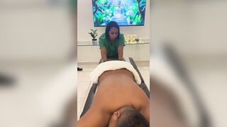Leyne Rodriguez: Sexy Latin babe in Massage Uniform Gives an Intensive Oiled Session