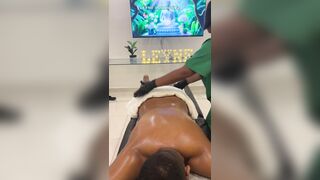 Leyne Rodriguez: Sexy Latin babe in Massage Uniform Gives an Intensive Oiled Session