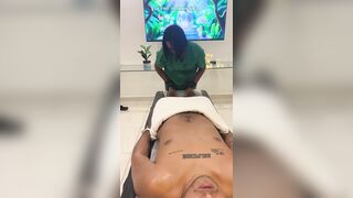 Leyne Rodriguez: Sexy Latin babe in Massage Uniform Gives an Intensive Oiled Session