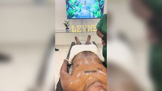 Leyne Rodriguez: Sexy Latin babe in Massage Uniform Gives an Intensive Oiled Session