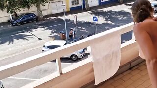 risky sex on the balcony caught by people 100% real