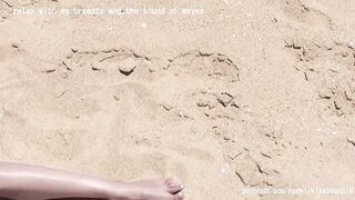 Risky spunk flow on melons on public beach!!
