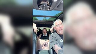 Wife Toys Her Vagina in the Back Seat Whilst Dad Drives, Road Travel