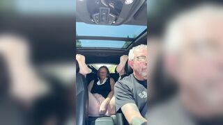 Wife Toys Her Vagina in the Back Seat Whilst Dad Drives, Road Travel