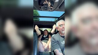 Wife Toys Her Vagina in the Back Seat Whilst Dad Drives, Road Travel