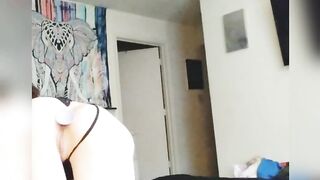 Cute teen playing with butt