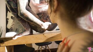 Tattoo Lesbos play with large ANAL toys - SQUIRTING on Eden Ivy - ATM, snatch licking