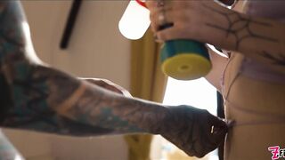Tattoo Lesbos play with large ANAL toys - SQUIRTING on Eden Ivy - ATM, snatch licking