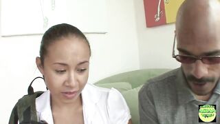 Sexy beauty gets a lesson from her allies large ebony dong dan