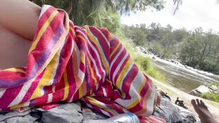 Nudity and Footjob by the River
