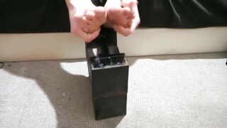 oiling up feet then giving a foot jerk off to sex tool sextoy machine