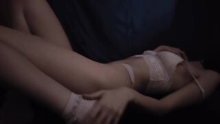 Seductive erotic performance. Charming art cam model makes affectionate orgasmic masturbation.