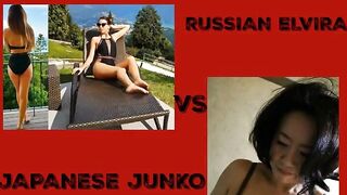 Russian Teen Elvira in Lesbian Sexfight with Japanese MILF