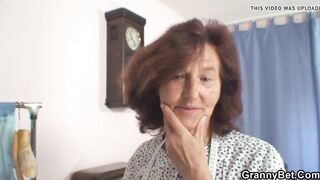 Dressed 70 years old granny rides youthful penis