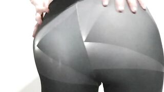Yoga panties butt tease ebony belt!