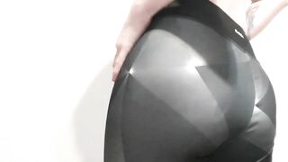Yoga panties butt tease ebony belt!