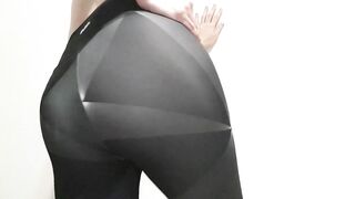 Yoga panties butt tease ebony belt!