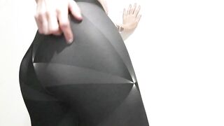 Yoga panties butt tease ebony belt!