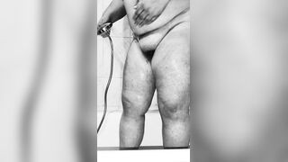 Plump mother I'd like to fuck shaves her vagina in the shower - ebony and white