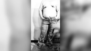 Older big beautiful woman locked in basement pees in her jeans
